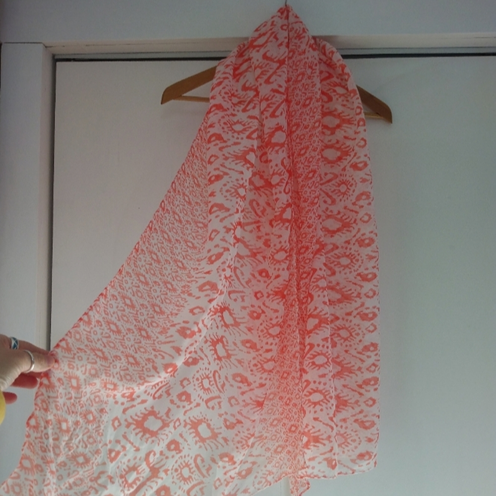 Pink + White Large Sheer Scarf